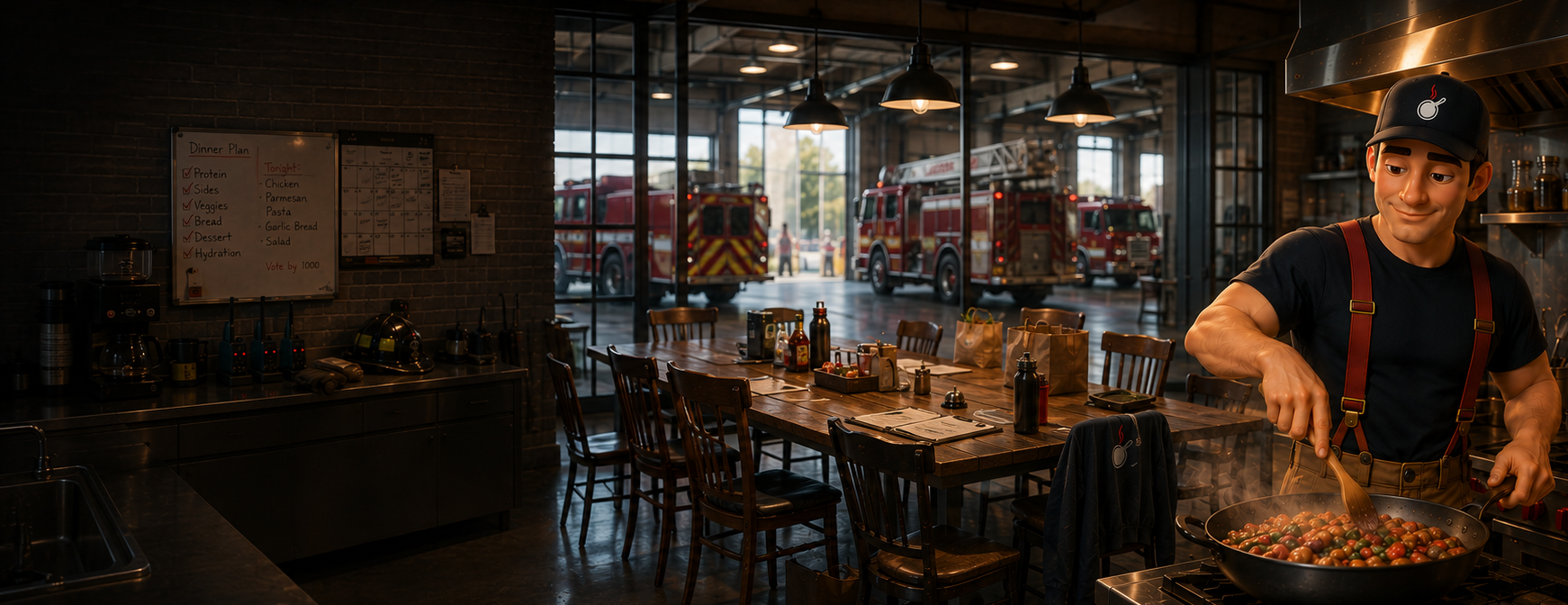 FirePal in a firehouse kitchen